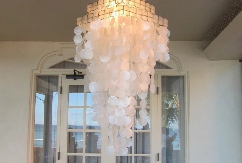 DIY faux capiz chandelier